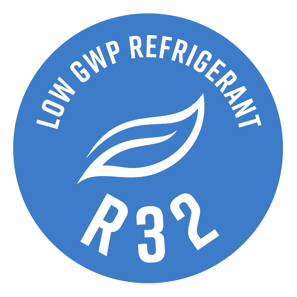 Alle Leistungen verwenden das Kältemittel R32, das sich durch eine höhere Effizienz und einen um fast 70 % reduzierten Treibhauseffekt (im Vergleich zu R410A) auszeichnet.